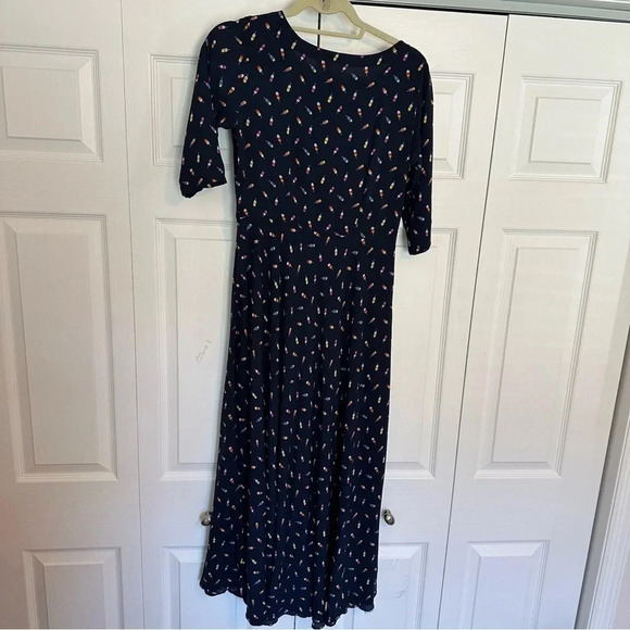 Neeru Kumar Navy With Colorful Popsicles Print Midi Dress Size Small - Picture 3 of 15